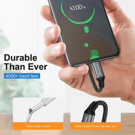 SMALLElectric Short USB Type-C Cable 5pack 12inch Fast Charging 3A Rapid Charger Quick Cord, Braided Type C to A Cable for Galaxy S10 20 9 8 Plus a10e,Note 10 9 8,LG V50 V40 G8 G7(1foot, Grey)