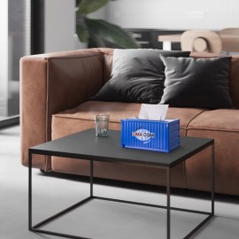 Shipping Container Style Tissue Box Metal Iron Storage Box Bluesize: 9.8"L x 5.5"W x 5.9"H