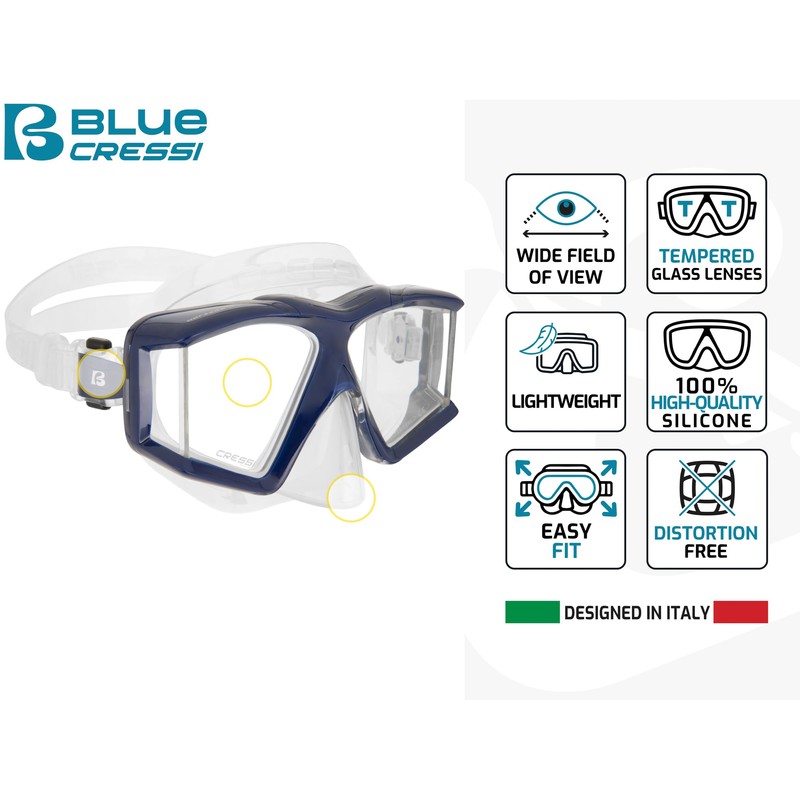 CRESSI Horizon Mask Black/Black - Mask for Diving and Snorkeling