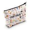 PYOUL Portugal Inspired Gift Portugal Food Makeup Bag Portuguese Dishes Cosmetic Bag Portugal Holiday Travel Gift, beige