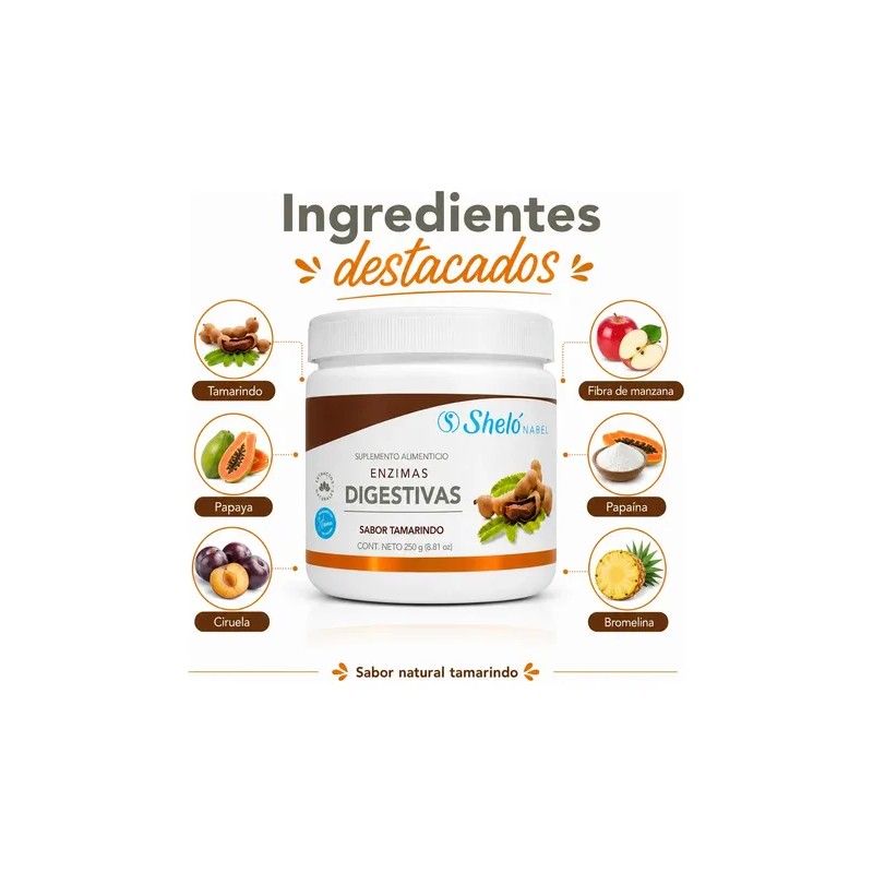 Enzimas Digestivas en Polvo Sheló Nabel, Suplemento Sabor Tamarindo para
