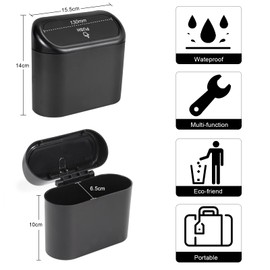 EnthuLove 2 Packs Mini Car Trash Can Bin with Lid and 150pcs Trash Bags,Car Trash Can Bin,Car Garbage Trash Can Storage for Front Back Seat Accessories (2)…