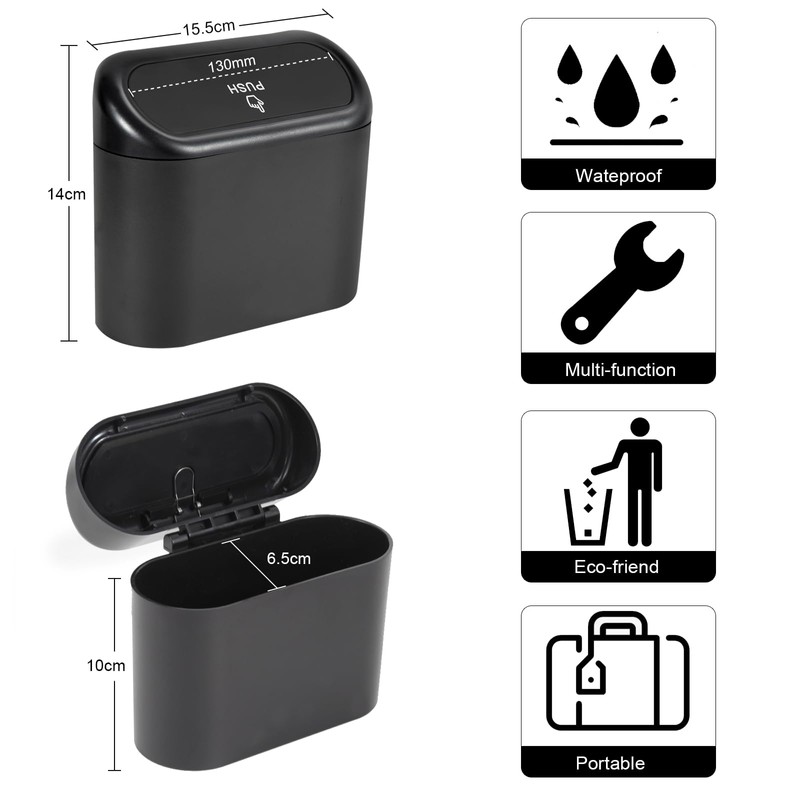 EnthuLove 2 Packs Mini Car Trash Can Bin with Lid