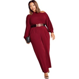 City Chic Women's CITYCHIC Plus Size Jumpsuit Charlie, Ruby, 18