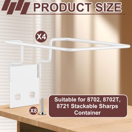 Teenyyou 4 Set Wall Mount Sharps Container Mounting Bracket for 1 Quart 8702, 8702T, 8721 Stackable Sharps Container, White