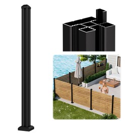 1 Pack 45" 3-Way Aluminum Fence Post, 1.8mm Thick Walls & 10mm Base, Matte Black Wood Fence Post, Rustproof & Weather-Resistant for Outdoor Privacy Panels