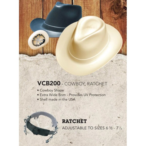 OccuNomix VCB200-06 Vulcan Cowboy Style Hard Hat with Ratchet Suspension