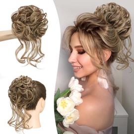 SOFEIYAN Messy Bun Hair Piece Curly Wavy Hair Bun Extensions Synthetic Tousled Updo with Tendrils Hairpieces Bun Donut Accessories Scrunchies for Women