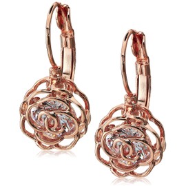 Crystalline Azuria Women 18K Rose Gold Plated White Crystal Roses Flowers Necklace and Earrings Set for Women Wedding Party Bridal Bridesmaid Accessories