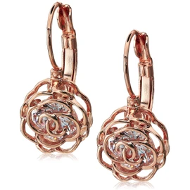 Crystalline Azuria Women 18K Rose Gold Plated White Crystal Roses Flowers Necklace and Earrings Set for Women Wedding Party Bridal Bridesmaid Accessories