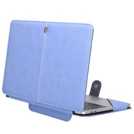MOSISO Case Compatible with MacBook Air 13 inch M3 A3113 M2 A2681 M1 A2337 A2179 A1932/Pro 13 M2 M1 A2338 A2251 A2289 A2159 A1989 A1706 A1708, PU Leather Portfolio Protective Stand Cover,Serenity Blue