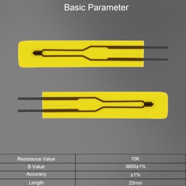 10Pcs MF55 Ultra-Thin NTC 10K Thermistor 3950 – -40℃~125℃ 3950 1% 10K Temperature Sensor, 10K 3950 B-Value MF55 Thin-Film NTC Thermistor, Length 25mm(0.98inch)
