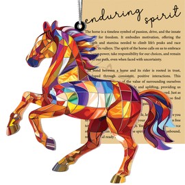 Horse Acrylic Suncatcher Ornaments with Story Card, Horse Gifts for Women, Equestrian Gifts for Just Girls Who Love Horses, Spirit Horses Christmas Ornament for Tree Decorations