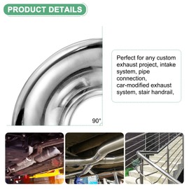 M METERXITY 2-Pack OD 3 Inch 90 Degree Mandrel Bend Elbow, Thicken 2 mm 304 Stainless Steel Exhaust Elbow Pipe for Car Modified Exhaust System, Stair Handrail Bend, Height 120 mm