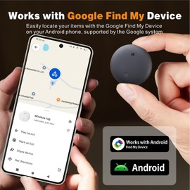 Reyke GPS Tracker Android, Air Smart Tag Compatible with Google Find My (Android Only), Key Finder for Keys, Luggage, Suitcase, Wallet, IP66 Waterproof (Black, 4 Pack)