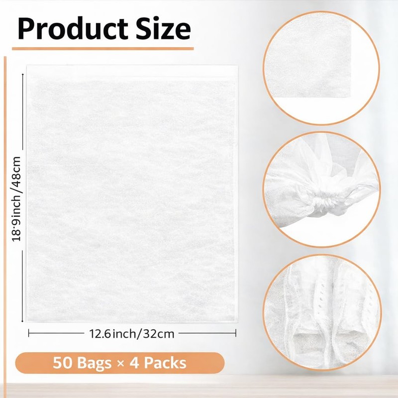 Garsence 200 Pack Shoe Storage Bags, Large Drawstring Dust Bags