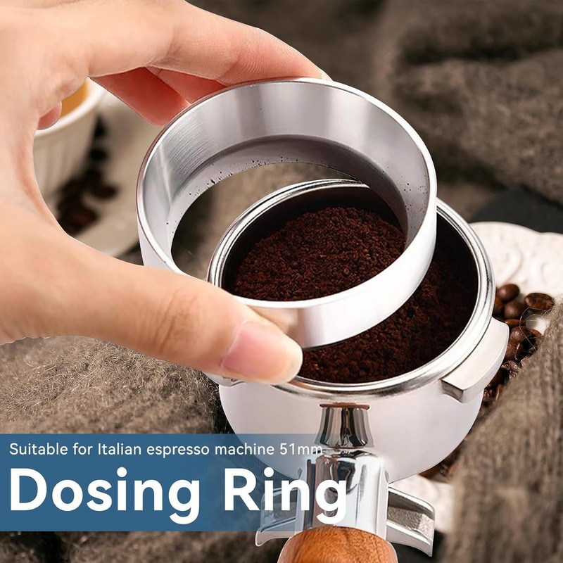 51mm Dosing Funnel, Zinc Alloy Coffee Dosing Funnel Ring Magnetic