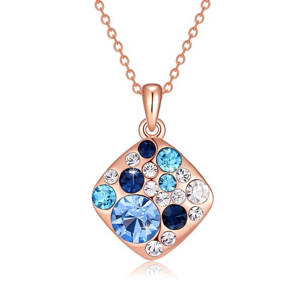 EVEVIC Dainty Austrian Crystals Square Pendant Necklaces for Women Fashion