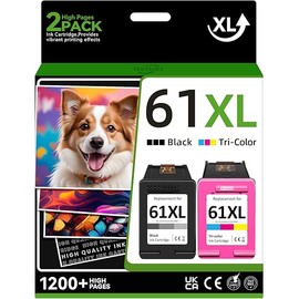 Compatible 61XL Ink Cartridge Replacement for HP Envy 4500 5530 4502 Officejet 4630 4635 DeskJet 1000 1010, Black, Tri-color, 2-Pack