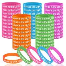 50 Pack Vbs 2026 Bracelet Wristbands Illumination Themed Christian Silicone Jesus Is the Light of the World Gift Christian Religious Bracelets Bulk for Classroom Church Sunday School