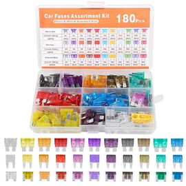 180 piezas Kit de fusibles automotrices Surtido de 11 especificaciones (2A-40A) Mini fusibles estándar de micro hoja con herramienta extractora universal para coche, camión, SUV, barco (2A, 3A, 5A