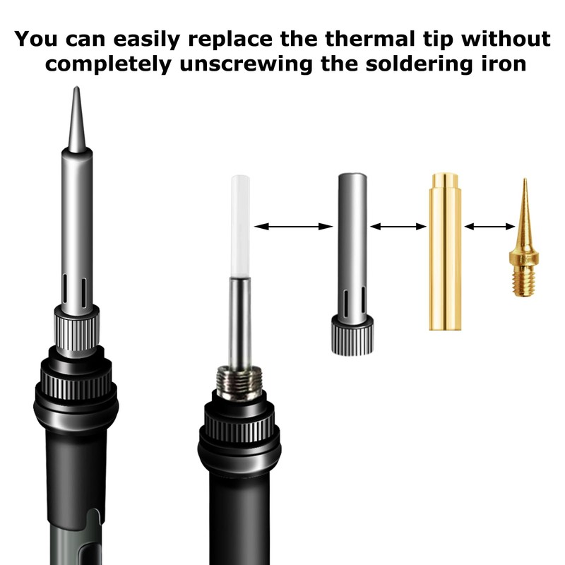 9 Pack Heat Insert Nut Iron Tips Kit with Adapter,