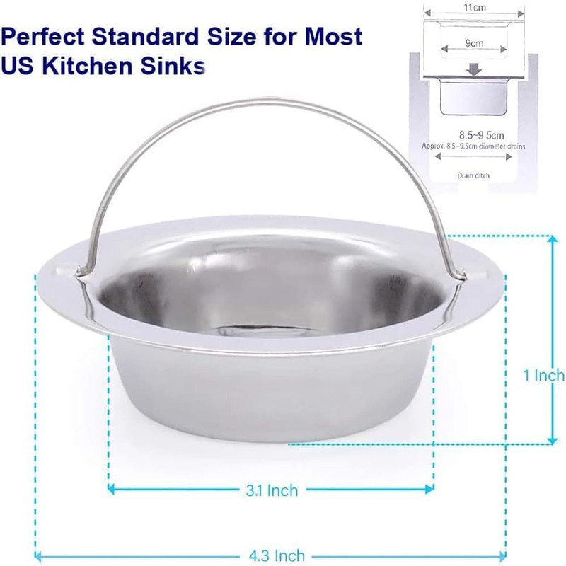 2Pcs Kitchen Sink Strainer Food Catcher, Stainless Steel Sink Garbage