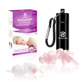 Sleeping Ear Plugs, Hearprotek 2 Pairs Ear Plugs (32db & 30db) Ultra Soft Noise Reduction and Hearing Protection earplugs for Side Sleepers, snoring, Travel, Working, Safety (Pink)