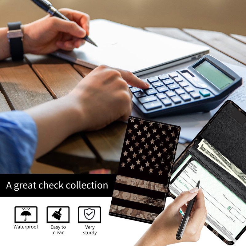 APVDSH Checkbook Cover for Personal Checkbook, Cute PU Leather Check