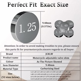 JCKLW 9.48mm Thick Adjustable Valve Shim Kit for Honda CRF450R CRF450RX CRF450X CRF250R CRF250RX 2002-2020, TRX450ER Electric Start TRX450R, Arctic Cat DVX 400 TS 2006 2007 (52pcs)