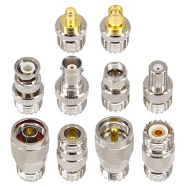 Boobrie 10 Pieces SO239 UHF Adapter Kit UHF Female Coaxial Adapter UHF to UHF/UHF to SMA/UHF to BNC/UHF to N/UHF to F Adapter UHF Cable Male Female to Female Cable Connector SO239 Male