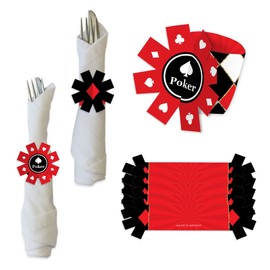 Big Dot of Happiness Las Vegas - Casino Party Paper Napkin Holder - Napkin Rings - Set of 24