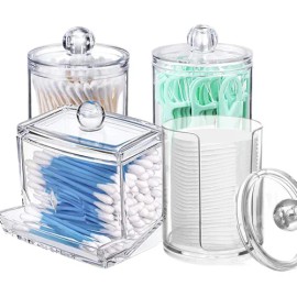 Organizador De Baño Tocador Para Cotonetes Dispensador 4 Pcs