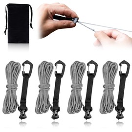 Guy Rope, Tent Rope, Tarp Rope, Carabiner and Free Metal Fittings, Ultra Lightweight, Approx. 2.5 oz (70 g), Thickness 0.08 inches (2 mm), Length 1.8 ft (4 m), Load Capacity: 262.5 lbs (119 kg),