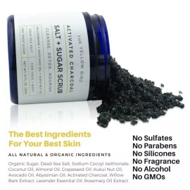 Nourish The Yellow Bird Activated Charcoal Salt + Sugar Scrub- Cleanse Detox Nourish