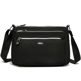 ETidy Casual Nylon Shoulder Bag For Women Waterproof Lightweight Crossbody Purse Hobo Bag (Black Upgrade)