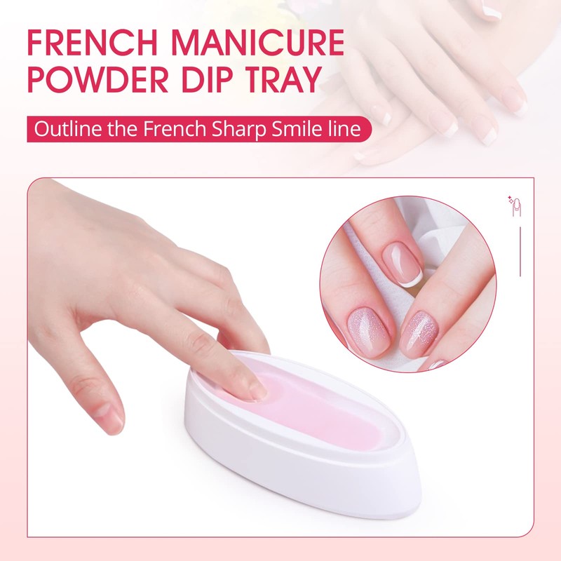 krofaue Nail Dip Container Dipping Powder Tray French Nail Smile