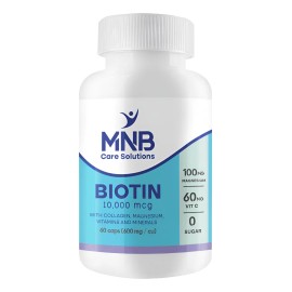 Biotina 10,000 Mcg 60 Caps Fortalece Cabello, Piel Y Uñas