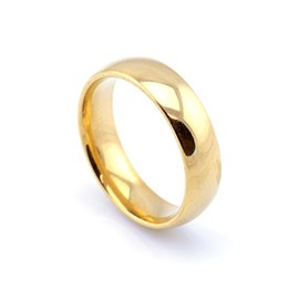 Vault 101 Limited 18k Gold Plated Men's Women's Stainless Steel Wedding Band Ring (6mm Wide - Size Y)