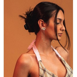 LOKLIFFAI Bow Drop Dangle Earrings Long Tassel Chain Earrings Wedding Statement Earrings