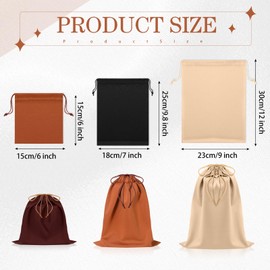 Hillban 20 Pcs Satin Game Toy Bags with Drawstring Silk Toy Organizer Lightweight Gift Pouch Multipurpose Foldable Stuff Sack Travel Bags for Women Men, 3 Sizes(S,M,L,Caramel Color)