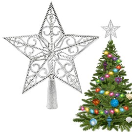 Christmas Tree Topper Star, Plastic Christmas Tree Topper, Christmas Tree Topper Star, Christmas Tree Topper Star, for Christmas, Festival, Party, Home (20 cm / Red)