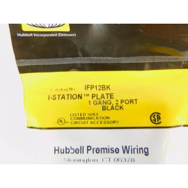 Hubbell 2-Port Face Plate Black IFP12BK Hubbell Rear-Loading Single-Gang