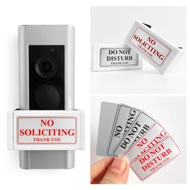 No Soliciting Sign, No Soliciting Sign for House, Dual Purpose Sign-DO NOT DISTURB NO SOLICITING Easy Install No Tools Fits Any Camrea Doorbell, Doorbell Button Cover Ensures Undisturbed Tranquility (WHITE)