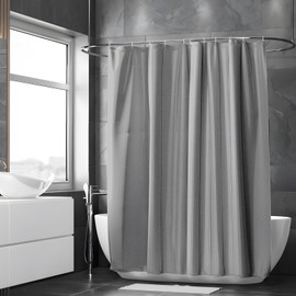 Vinabo Shower Curtain Anti Mould, 180 x 200cm Bathroom Curtains, Shower Curtain with 12 Hooks, Washable Shower Curtain, Shower Curtain PEVA Fabric in Grey