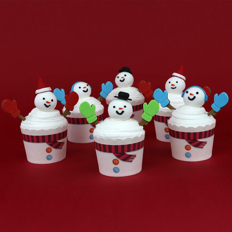 PME Cupcake Decorating Kit with Edible Toppers, Snowman