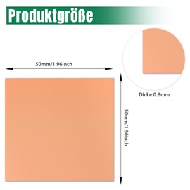 Uxney Copper Sheet, Copper Plate 50 mm x 50 mm x 0.8 mm, 99.9% Pure Copper Plate for DIY, Jewellery, Electrics, Repair, Industry (Pack of 2)