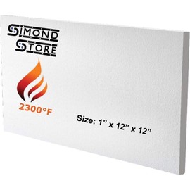 Ceramic Fiber Board - 1" Thick x 12" x 12" - 2300F Rated - Pack of 1 - Fireproof Board - Ceramic Insulation Baffle Board for Stove, Fireplace, Pizza Oven, Forge, Furnace, Kiln, Boiler