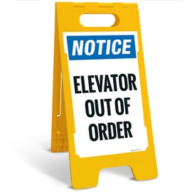Notice Elevator Out of Order Sidewalk Sign Kit, 10x16 Inches, with A Frame Stand, Made in USA