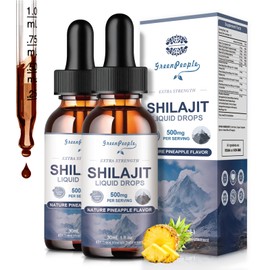 GREENPEOPLE GREENPEOPLE Himalayan Shilajit Resin Liquid Drops - 16-in-1 Shilajit for Men & Women w/Ashwagandha, Sea Moss & 85+ Trace Minerals, Fulvic Acid - Energy & Wellness (1 fl oz, 2 Pack)